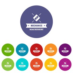 Poster - Work machinery icons color set vector for any web design on white background