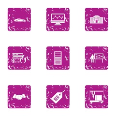 Poster - Commercial optimization icons set. Grunge set of 9 commercial optimization vector icons for web isolated on white background