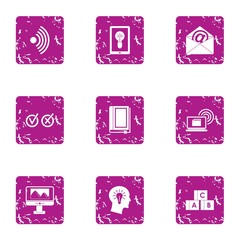 Poster - Prefer icons set. Grunge set of 9 prefer vector icons for web isolated on white background