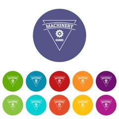 Poster - Gear machinery icons color set vector for any web design on white background