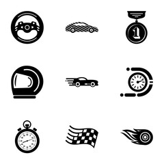 Poster - Ride journey icons set. Simple set of 9 ride journey vector icons for web isolated on white background