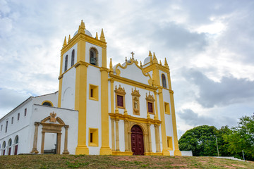 Aerial view of the historical Carmo church in Olinda, Pernambuco, Brazil with its Baroque style and construction dated from the 17th century.