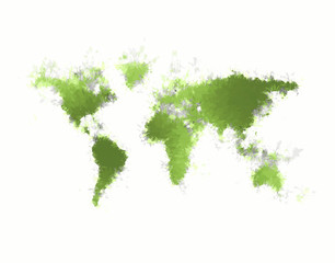 Poster - Abstract green world map on white background 