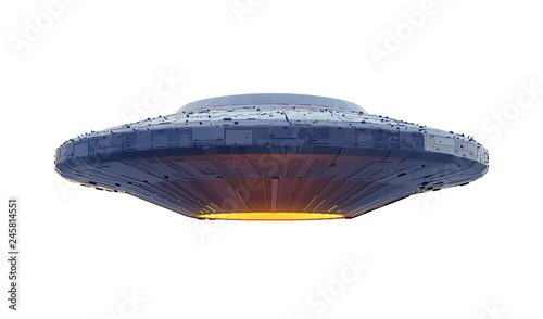 Fotografía UFO, alien spaceship with extraterrestrial visitors, flying saucer (3d space ren