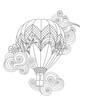 hot air balloon in zentangle inspired doodle style isolated on white. Coloring book page for adult and older children.