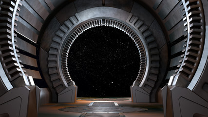 Wall Mural - Space environment, ready for comp of your characters.3D rendering