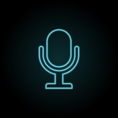 Poster - Microphone icon in neon style. Simple thin line, outline vector of cinema icons for UI and UX, website or mobile application