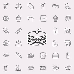 Poster - cake with cherry icon. Fast food icons universal set for web and mobile