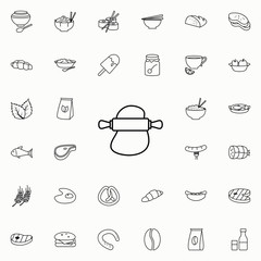 Aufkleber - dough and rolling pin icon. food icons universal set for web and mobile