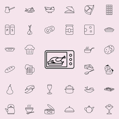 Poster - chicken in microline icon. Food icons universal set for web and mobile