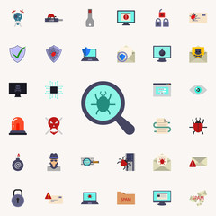 Aufkleber - magnifier and beetle icon. Virus Antivirus icons universal set for web and mobile