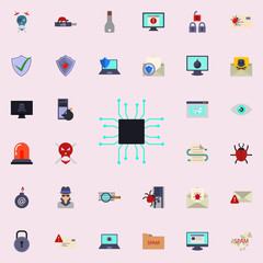 Aufkleber - chip icon. Virus Antivirus icons universal set for web and mobile