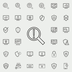 Poster - exclamation mark line icon. Virus Antivirus icons universal set for web and mobile
