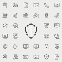 Poster - shield line icon. Virus Antivirus icons universal set for web and mobile