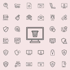 Poster - shopping cart in computer line icon. Virus Antivirus icons universal set for web and mobile
