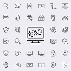Aufkleber - broken computer system line icon. Virus Antivirus icons universal set for web and mobile