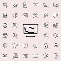 Aufkleber - a lot of folders on the screen icon. Virus Antivirus icons universal set for web and mobile