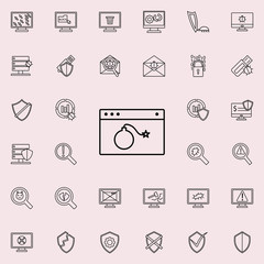 Aufkleber - bomb in the browser icon. Virus Antivirus icons universal set for web and mobile