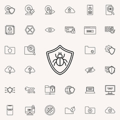 Aufkleber - spy in shield icon. Virus Antivirus icons universal set for web and mobile