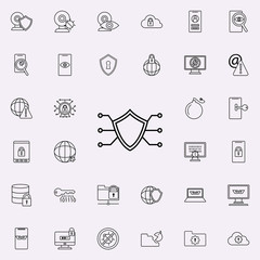 Aufkleber - shield all system icon. Virus Antivirus icons universal set for web and mobile