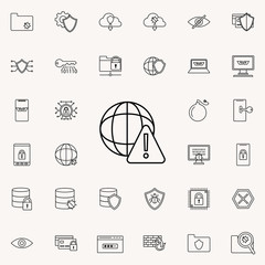 Poster - warning sign in globe icon. Virus Antivirus icons universal set for web and mobile
