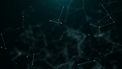 Poster - Big data visualization. Science background. Big data complex with compounds. Lines plexus