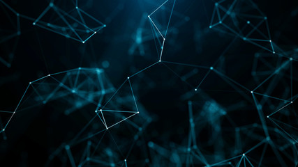 Poster - Big data visualization. Science background. Big data complex with compounds. Lines plexus