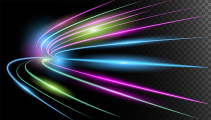 Aufkleber - Transparent glow light effect.Neon  glowing wave.Light with energy and motion  design for technology  background 