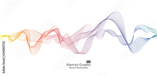 Abstract colorful wave lines on black background for elements in concept busi...