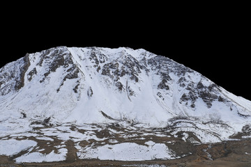 Sticker - mountain peak with snow isolated on black background