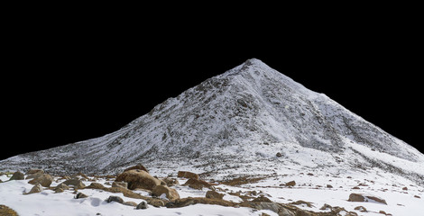 Sticker - mountain peak with snow isolated on black background