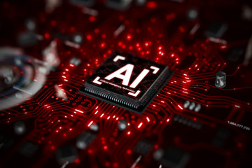 Poster - 3d render ai artificial intelligence technology cpu central processor unit chipset on the printed ci