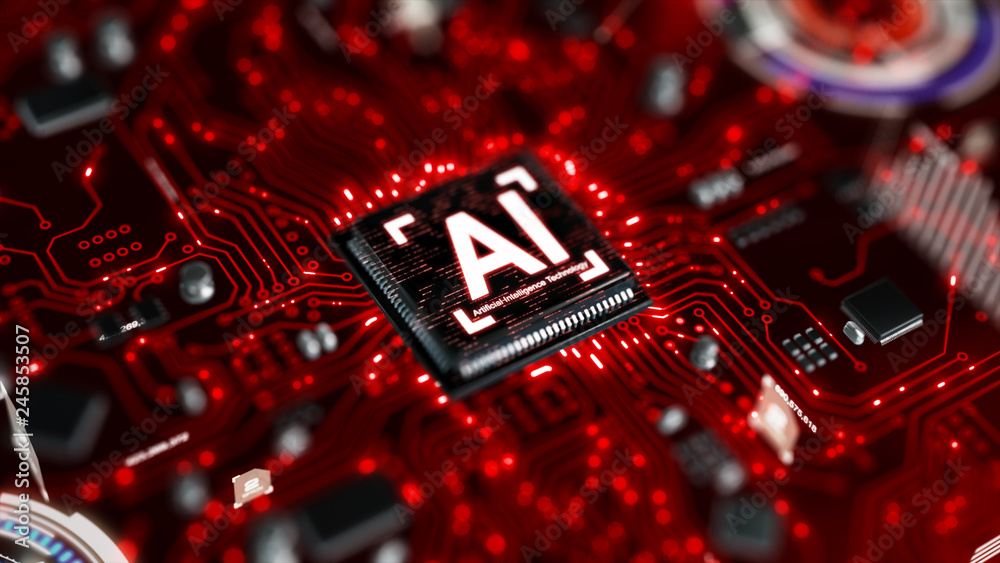 3D render AI artificial intelligence technology CPU central processor ...