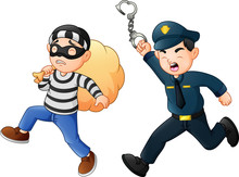 Policeman tries to chase a thief