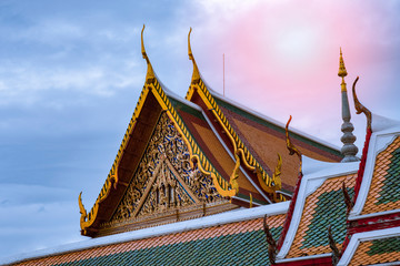 The temple roof is beautiful. The Thai art pattern.