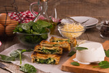 Fototapeta Nowy Jork - Pie with spinach and ricotta cheese. 