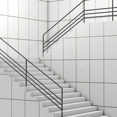 Poster - Details of Railing and Stairs of a Modern Building. 3d Rendering