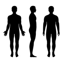 Male Silhouette Front And Side View On White Background