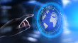 © WrightStudio - Earth hologram Planet Worldwide Business Internet Telecommunication and modern technology concept on virtual screen.