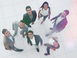 © ASDF - top view. a group of modern business people