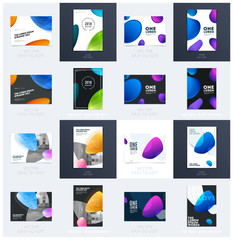 Wall Mural - Design of brochure smooth soft template. Creative abstract set, annual report, horizontal cover, flyer in A4 with colourful smooth shapes for branding, exhibition. Business vector presentation.