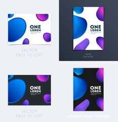Wall Mural - Design of brochure smooth soft template. Creative abstract set, annual report, horizontal cover, flyer in A4 with colourful smooth shapes for branding, exhibition. Business vector presentation.