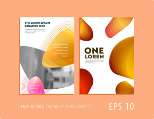 Wall Mural - Design of brochure smooth soft template. Creative abstract set, annual report, horizontal cover, flyer in A4 with colourful smooth shapes for branding, exhibition. Business vector presentation.