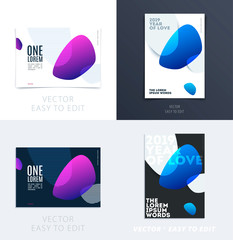Wall Mural - Design of brochure smooth soft template. Creative abstract set, annual report, horizontal cover, flyer in A4 with colourful smooth shapes for branding, exhibition. Business vector presentation.