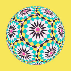 Wall Mural - floral balloon symbol in blue yellow pink shades