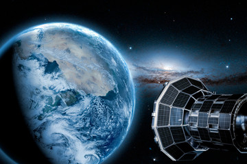 Wall Mural - space satellite in outer space orbiting the earth. elements of this image furnished by nasa а