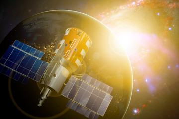 Wall Mural - space satellite in outer space orbiting the earth. elements of this image furnished by nasa а