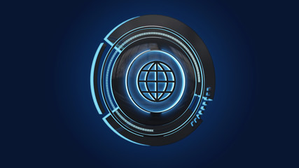 Poster - Shinny technologic globe button isolated on an uniform background - 3d render