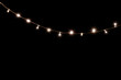 Christmas and New Year Decoration Lights, Garland with Small  Led Lamps Shining on Black Background.