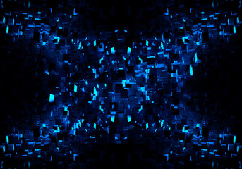 Leinwandbilder - Abstract 3d computer generated unique multiple blue fractals shapes artwork background